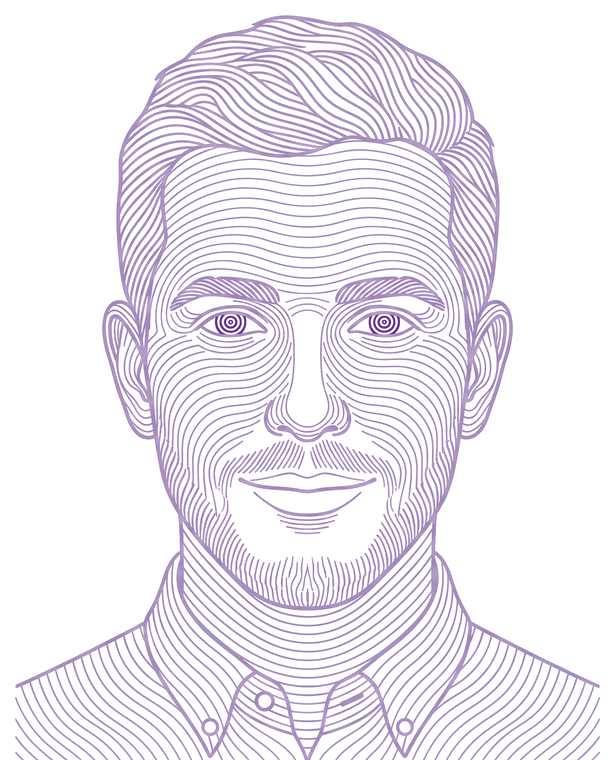 Line-art portrait of Roee Tsur